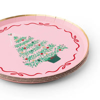 Pink Christmas Tree Dessert Plates