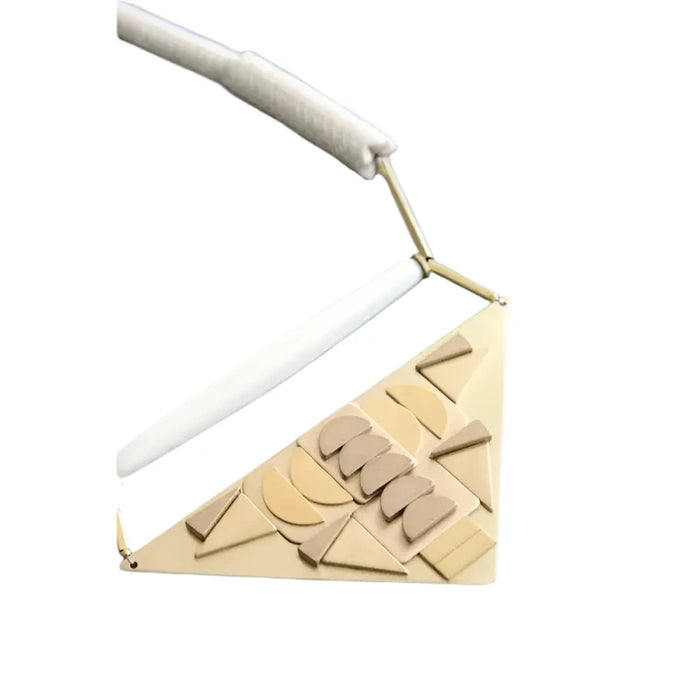 Geometric White Stone and Brass Triangle Necklace