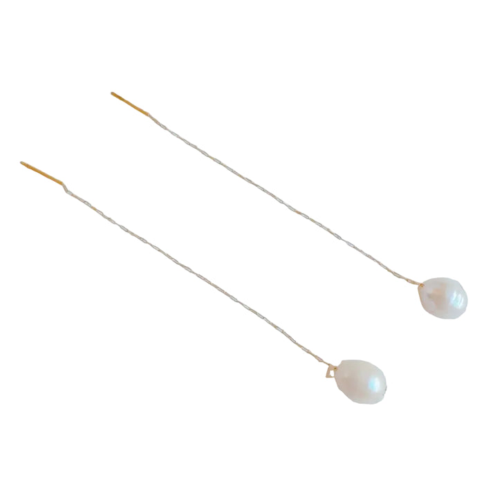 Freshwater Pearl Dainty Chain Earrings