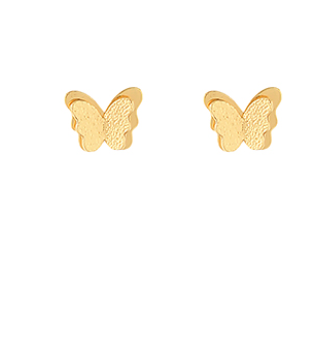 Brushed & Layered Butterfly Brass Stud Earrings