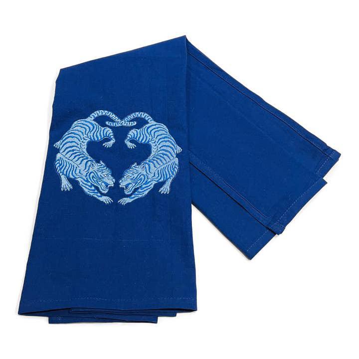 Towel - Twin Tigers Chinoiserie - Blue