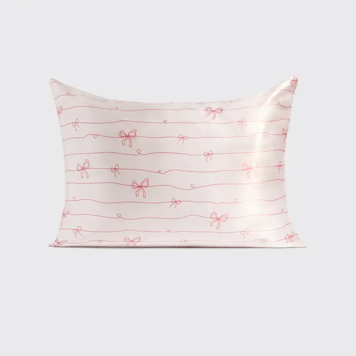 Kitsch: Holiday Satin Pillowcase in Striped Bows