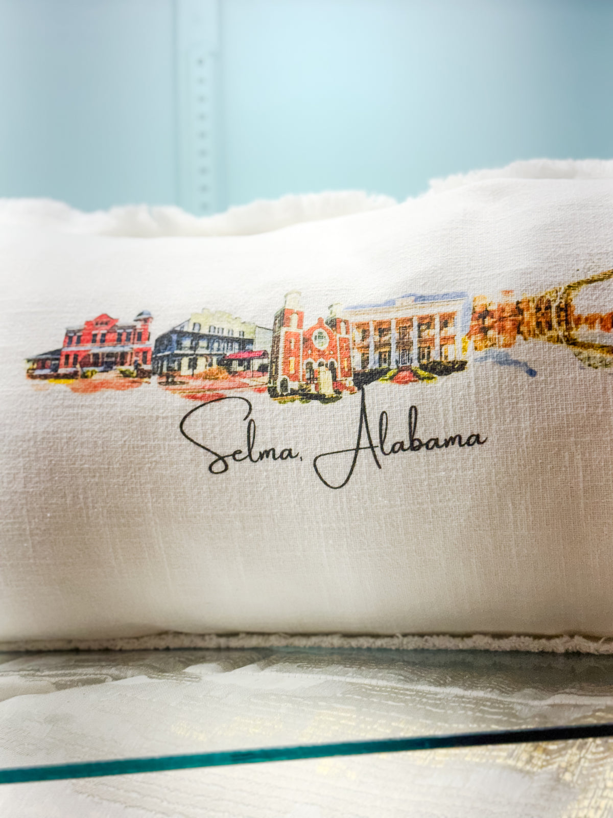 Selma City Landscape Lumbar Pillow