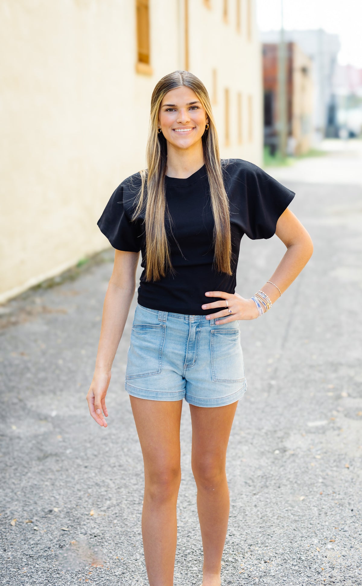 Necessitees: Angel Crew Tee Long Black