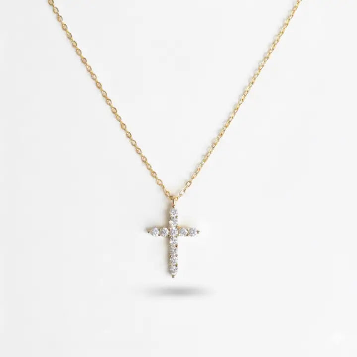 18K Gold Dipped Sterling Silver Dainty Cross Necklace