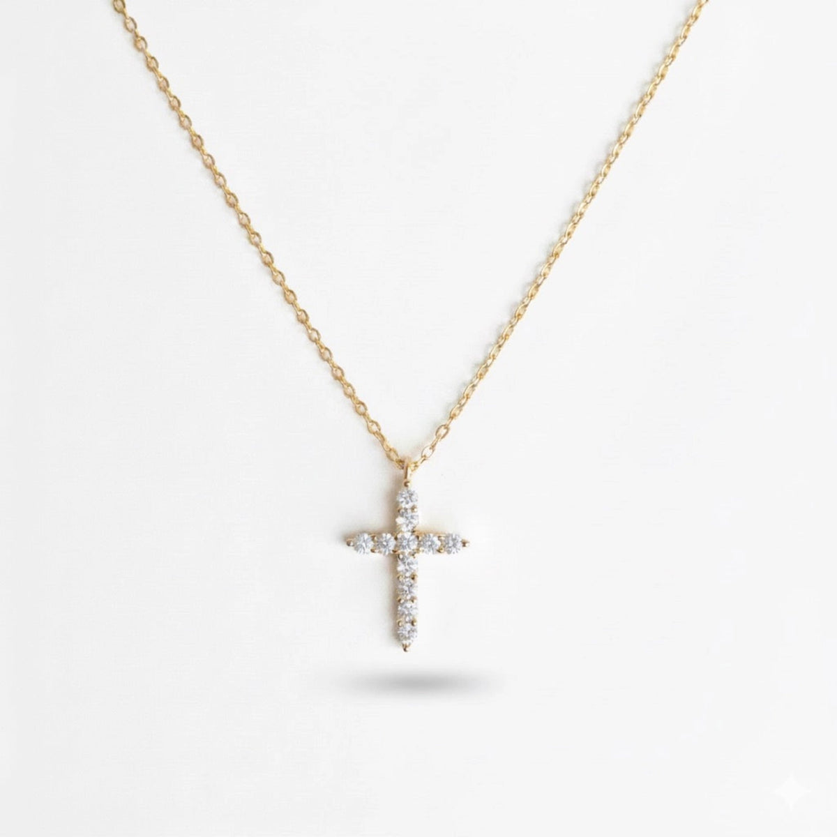18K Gold Dipped Sterling Silver Dainty Cross Necklace