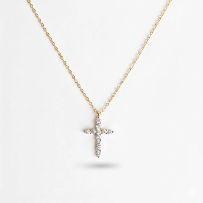 18K Gold Dipped Sterling Silver Dainty Cross Necklace