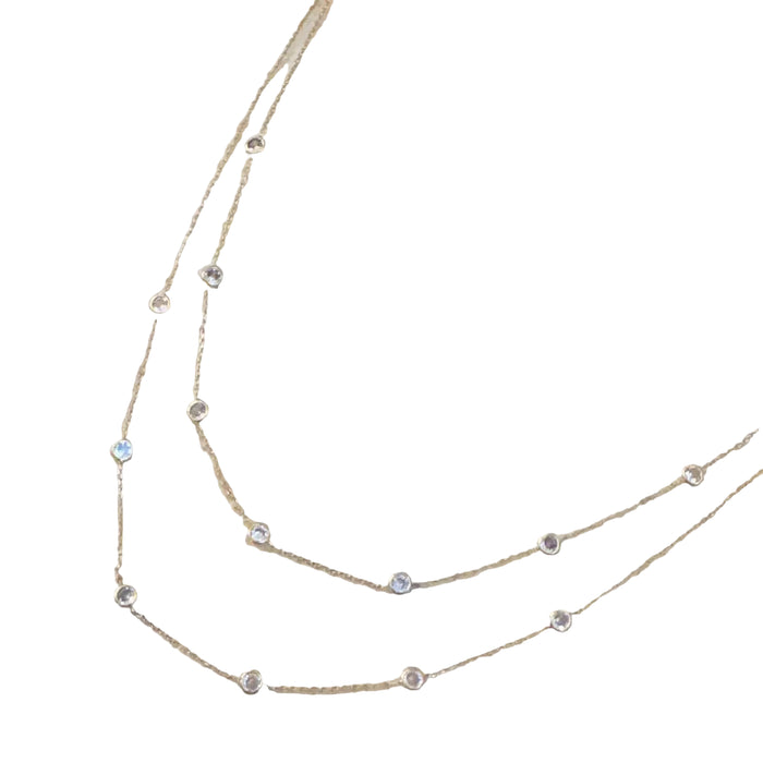 Crystal Bezel Station Layered Necklace
