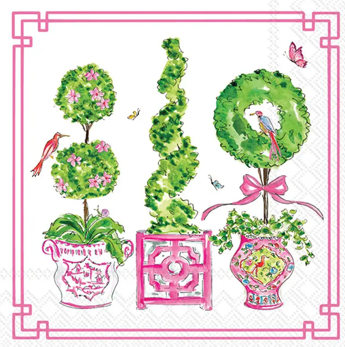 Pink Topiaries Cocktail Napkins