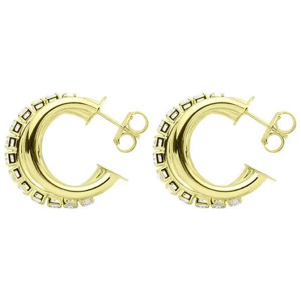 Sheila Fajl Small Triple Claire Hoops CZ 18K Gold Plated