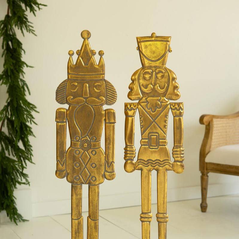 Set of Two Antique Gold Nutcrackers