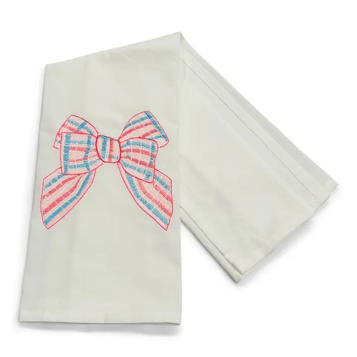 Pink Preppy Bow Tea Towel