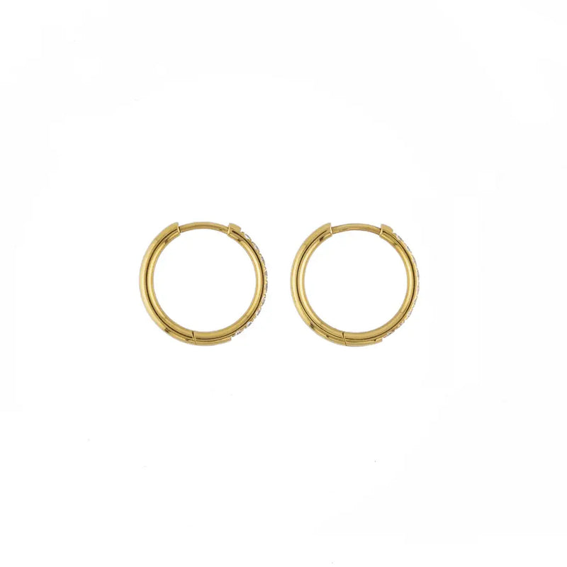 Waterproof Gold 18mm Diamond Hoops