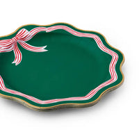 Elegant Green Peppermint Bow Dinner Plates