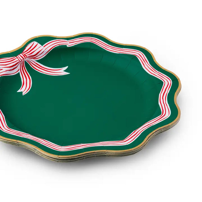 Elegant Green Peppermint Bow Dinner Plates