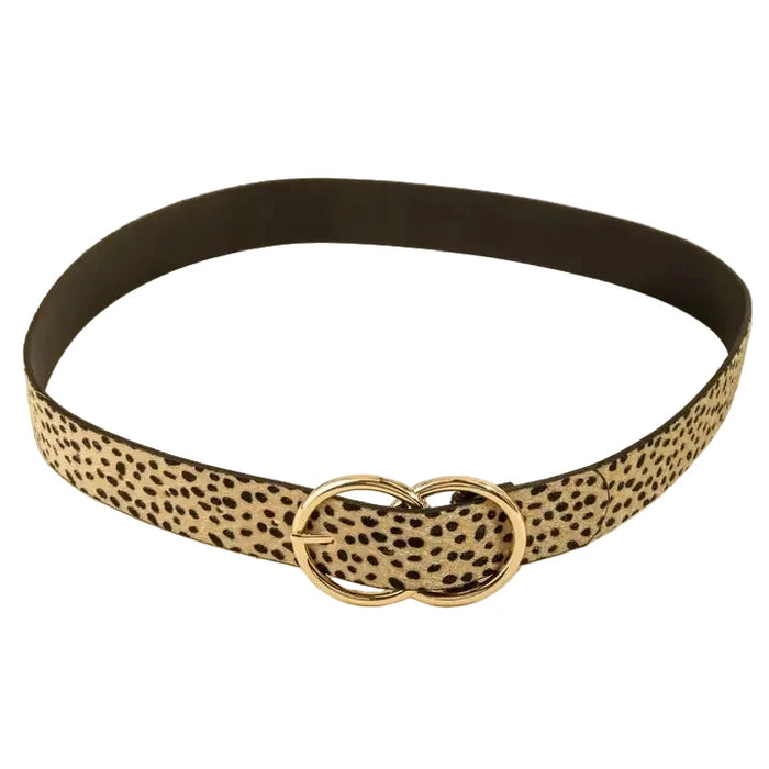 Double Hoop Buckle Vegan Leather Belt