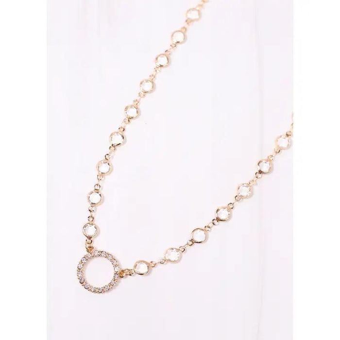 Walker Crystal Necklace with Circle Gold