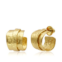 Karine Sultan: Parchment Texture Hoops - 24K Gold Plated