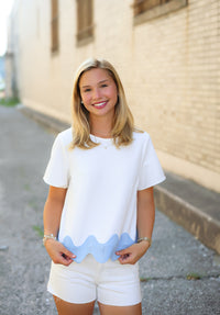 The Elva Wave Top in White/Blue