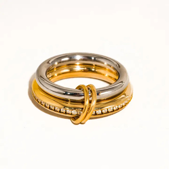 Bayard 18K Gold Non-Tarnish Multi Stack Cz Band Ring