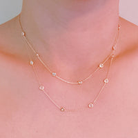 Crystal Bezel Station Layered Necklace