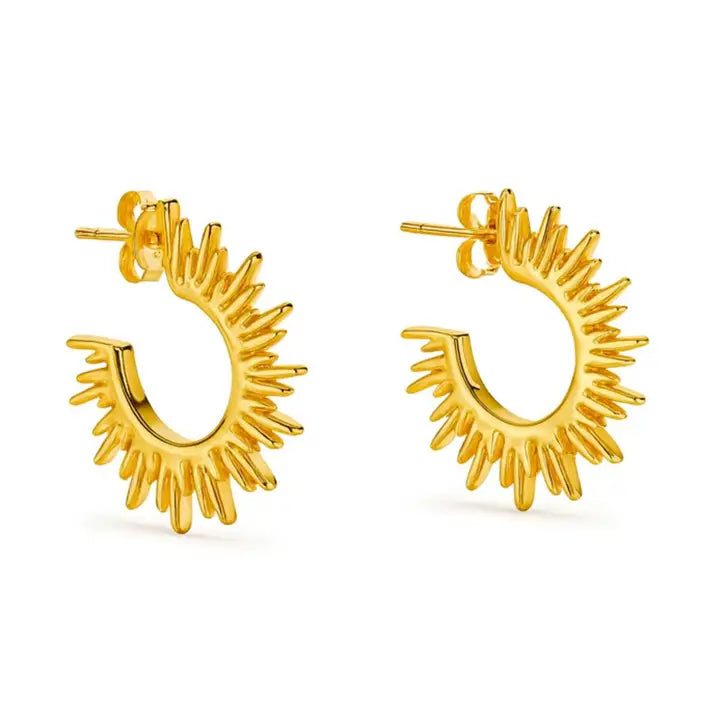 Small Sunburst Hoop Earrings