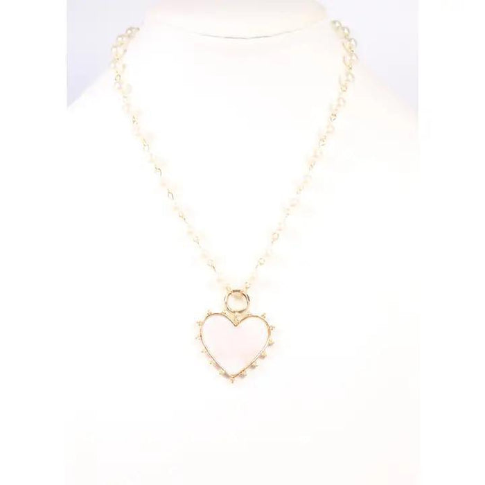 Bettany Necklace with Heart Charm Pearl