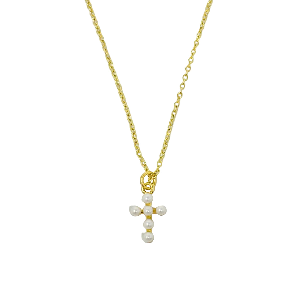 Shell Pearl Cross Necklace