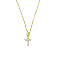 Shell Pearl Cross Necklace