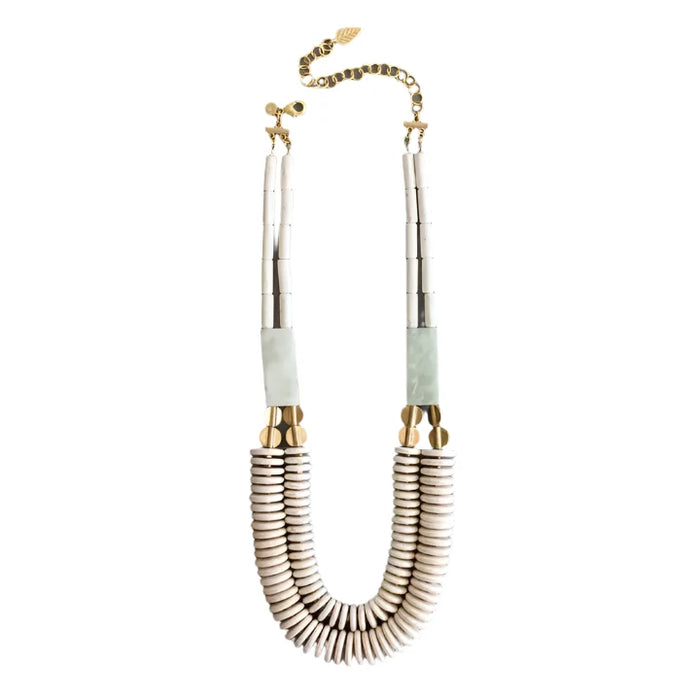 Double Strand Necklace with Magnesite Brass