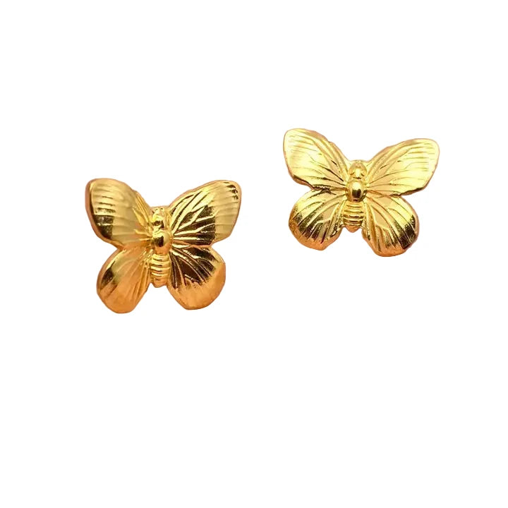 18K Gold Plated Stainless Steel Butterfly Ear Studs