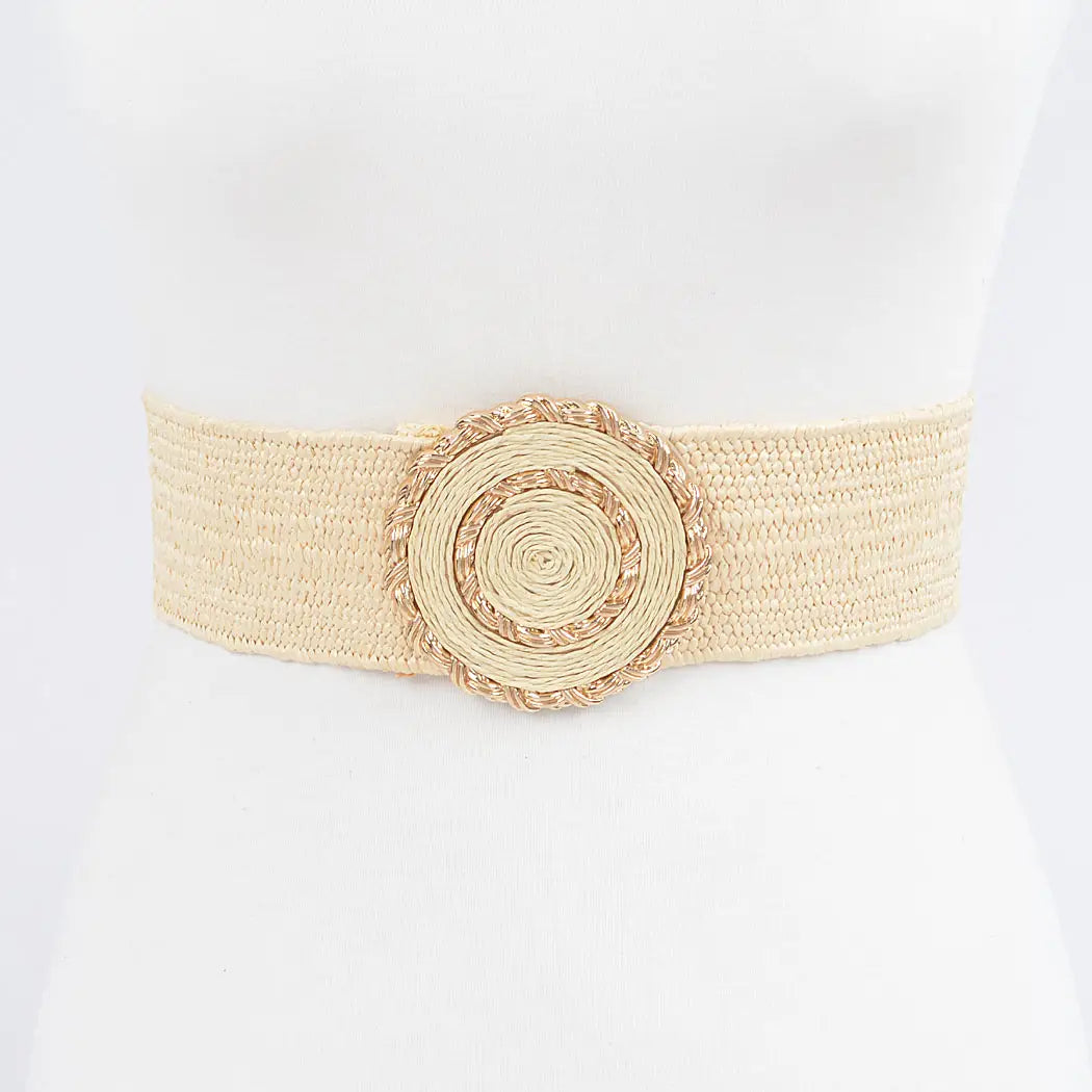 Faux Straw Elastic Belt