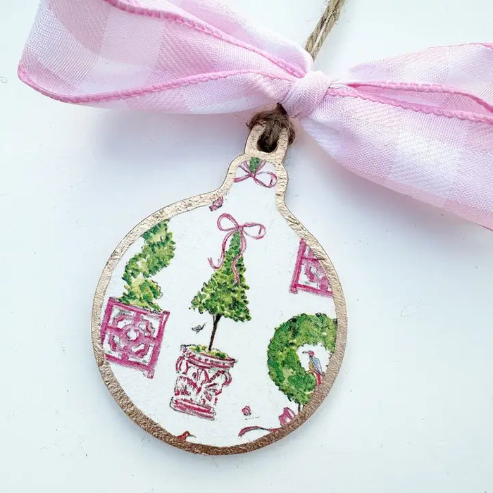Pink Chinoiserie Topiary Bauble Ornament