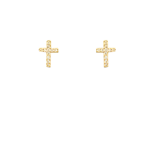 Brass Pave Cross Studs