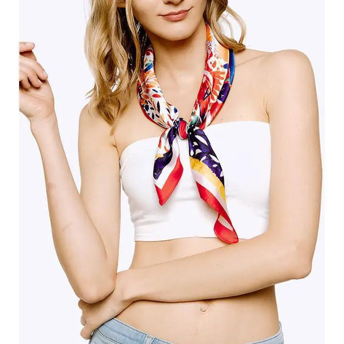 Multi Color Floral Object Scarf