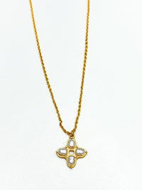 Square Pearl Cross Necklace