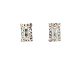 Baguette Cut Cubic Zirconia Studs