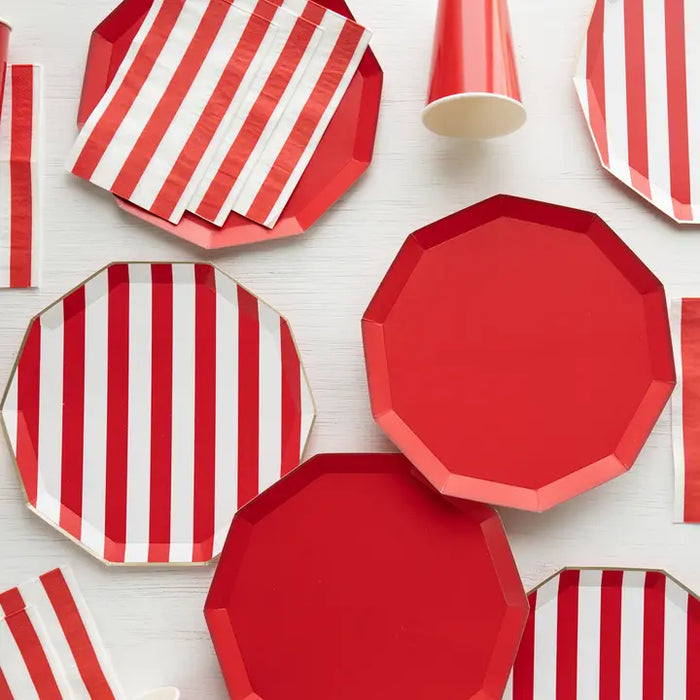 Cherry Red Signature Cabana Stripe Plates