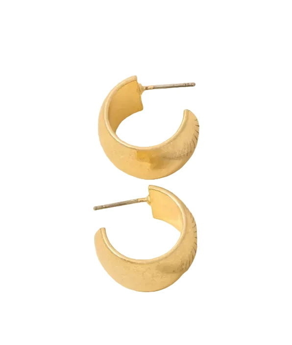 Vintage Gold Curved Wide Chunky Hoop Earrings