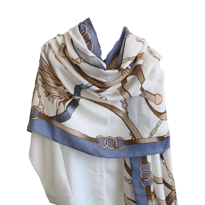 Equestrian Blue / White Scarf