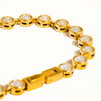 Amity 18K Gold Non-Tarnish Round Rhinestone Bracelet