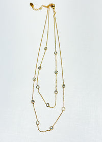 Crystal Bezel Station Layered Necklace