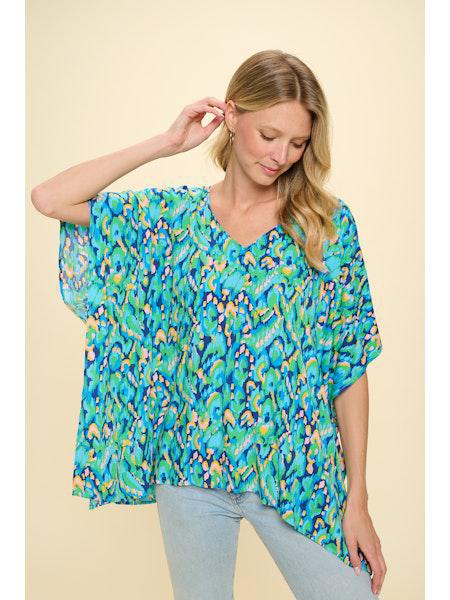 The Sweet Santi Top in Tribal Blue-FINAL SALE-