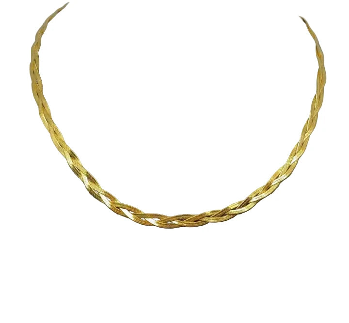 3 Layer Snake Bone Chain 18K Gold Plated Steel Necklace