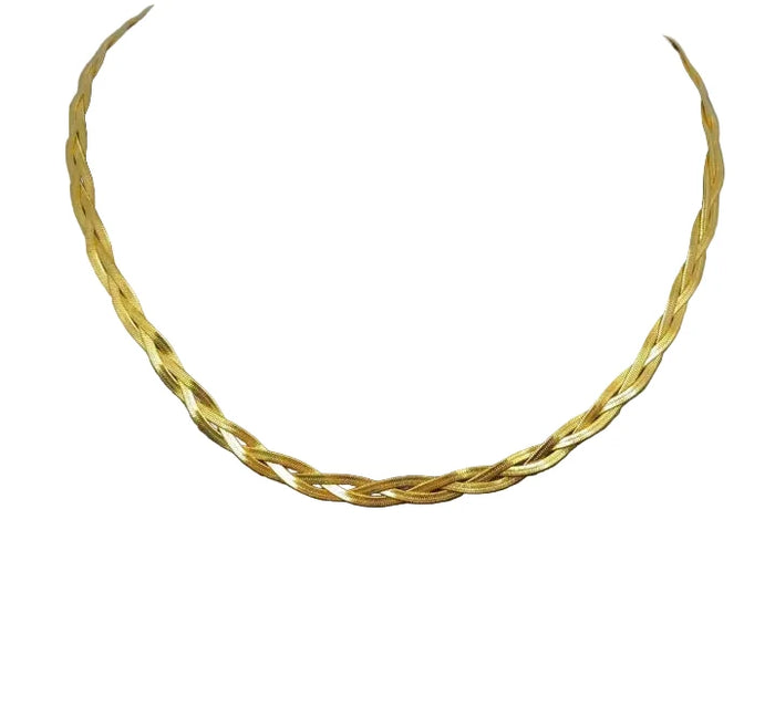 3 Layer Snake Bone Chain 18K Gold Plated Steel Necklace
