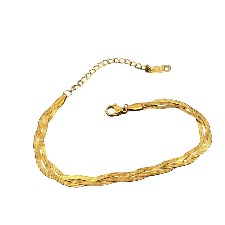 Snake Bone Chain 18K Gold Plated Steel Bracelet
