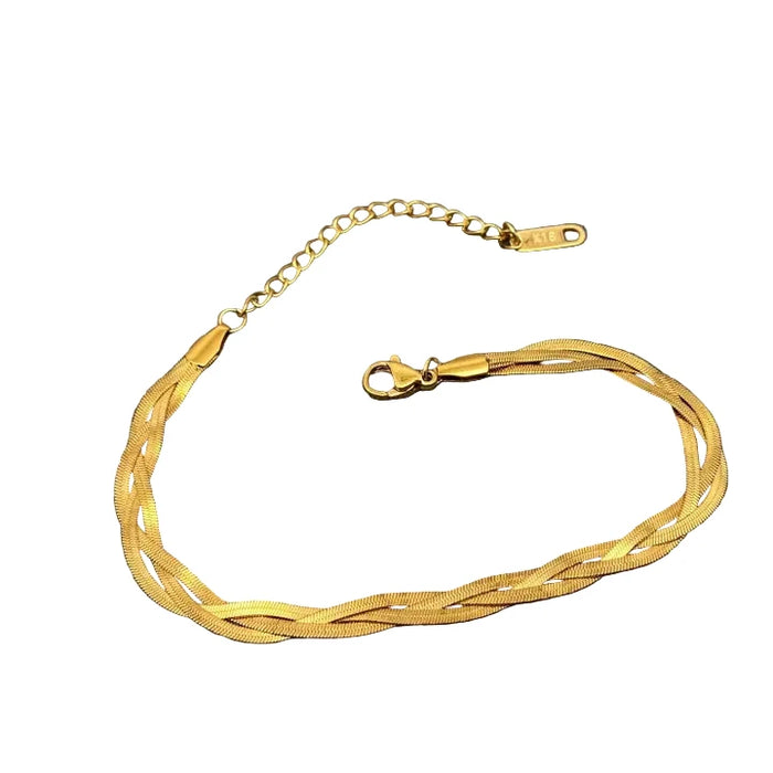 Snake Bone Chain 18K Gold Plated Steel Bracelet