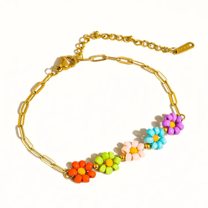 Leia 18K Gold Non-Tarnish Beaded Daisy Chain Bracelet