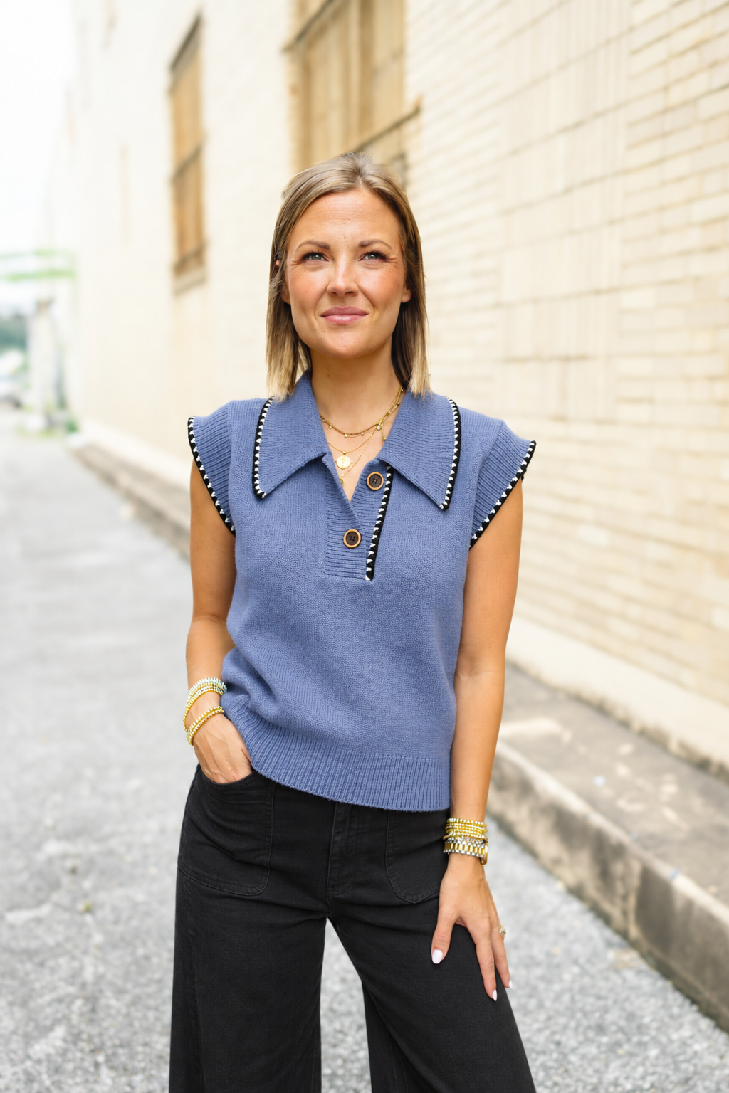 The Lauren Sweater Top in Denim
