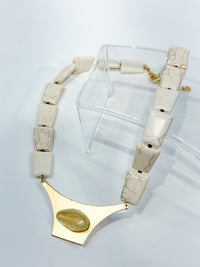 David Aubrey White Geometric Bib Necklace